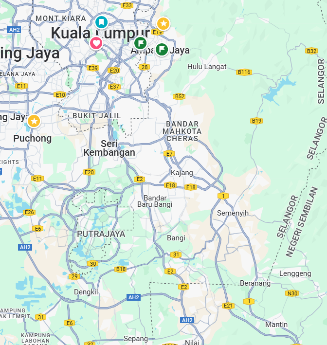 Kawasan Liputan Luas – Ampang, Cheras, Langat, Pandan, Kuala Lumpur, Kajang, Bangi, Serdang, Nilai, Putrajaya, Puchong, Semenyih, Balakong, Serdang, Salak Selatan dan juga kawasan sekitarnya