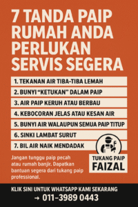 Read more about the article 7 Tanda Paip Rumah Anda Perlukan Servis Segera
